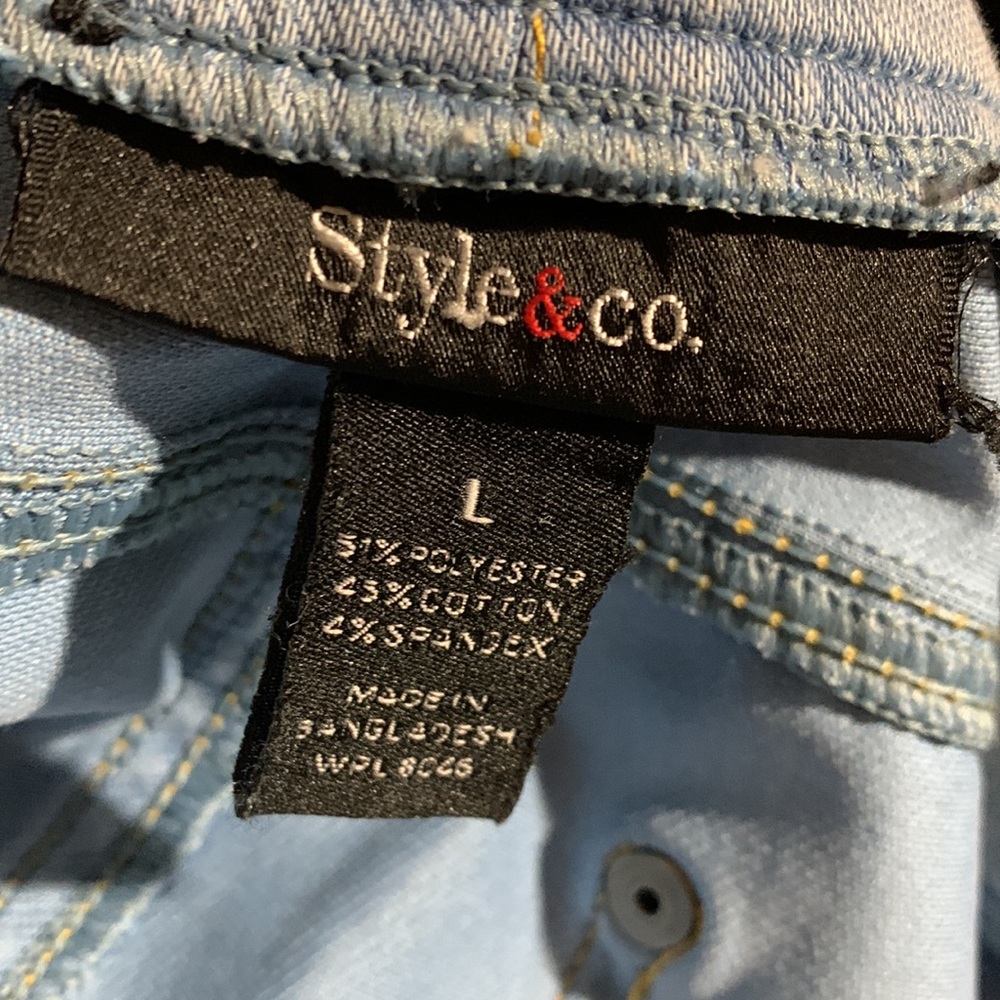 Style & Co Capris Pants Jeggins Blue Size L Stretchy Pull up - Picture 11 of 12
